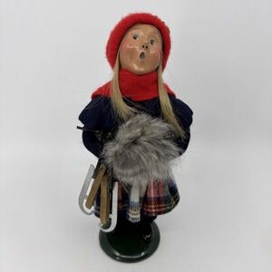 Byers Choice The Carolers 1994 Woman With Fur Muff and Ice Skates Signed